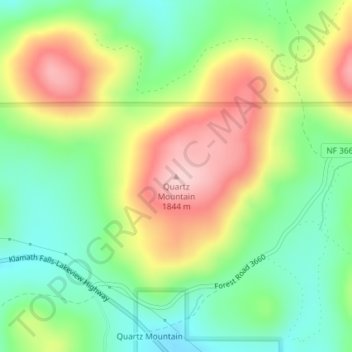 Quartz Mountain地形图、海拔、地势