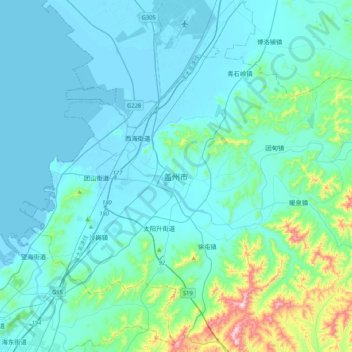 盖州市地形图、海拔、地势