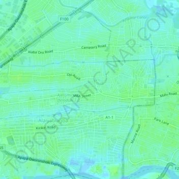 Ajegunle地形图、海拔、地势