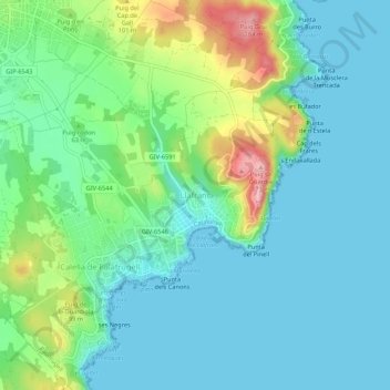 Llafranc地形图、海拔、地势