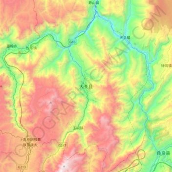 大关县地形图、海拔、地势