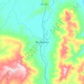 Barranquita地形图、海拔、地势