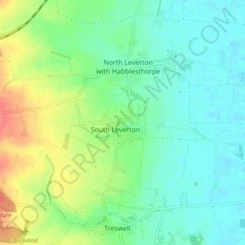 South Leverton地形图、海拔、地势