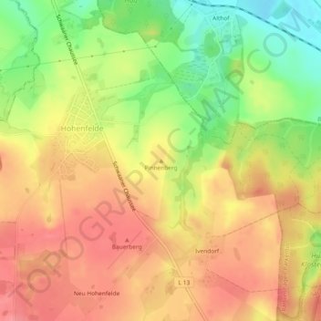 Pinnenberg地形图、海拔、地势