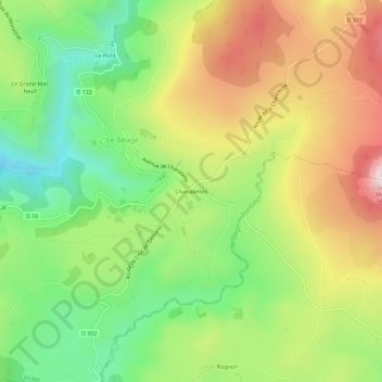 Chanalettes地形图、海拔、地势