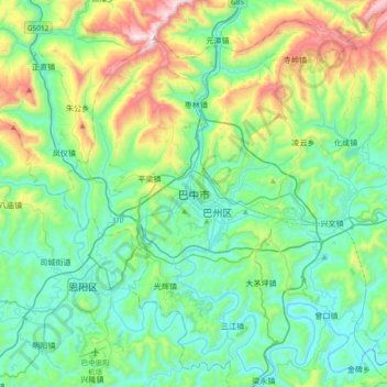 巴中市地形图、海拔、地势