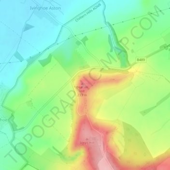 Ivinghoe Beacon地形图、海拔、地势