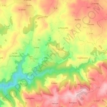 Jalenques地形图、海拔、地势