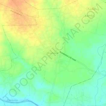 Wadakar地形图、海拔、地势