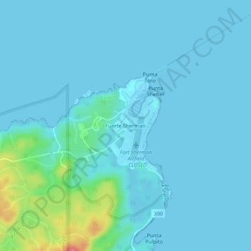 Fuerte Sherman地形图、海拔、地势