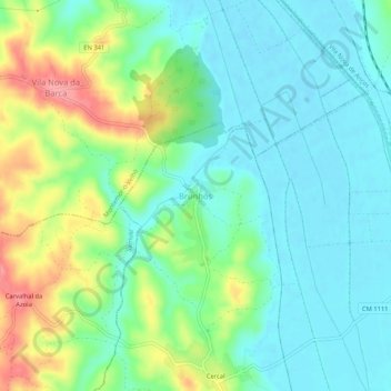 Brunhós地形图、海拔、地势