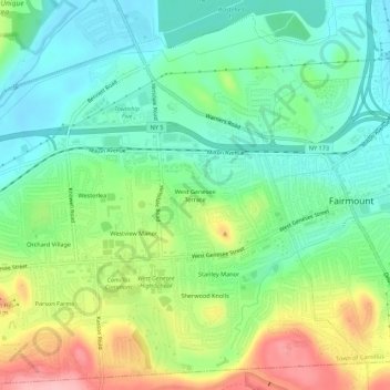 West Genesee Terrace地形图、海拔、地势