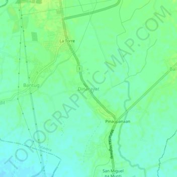 Dinarayat地形图、海拔、地势