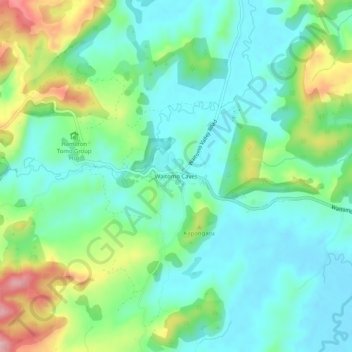 Waitomo Caves地形图、海拔、地势