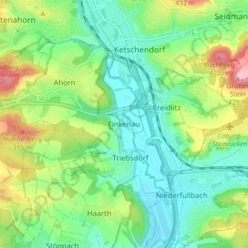 Finkenau地形图、海拔、地势