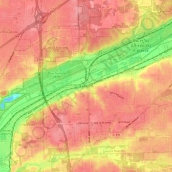 Lemont地形图、海拔、地势