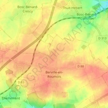 La Mennerie地形图、海拔、地势