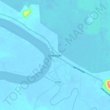 Simunjan地形图、海拔、地势