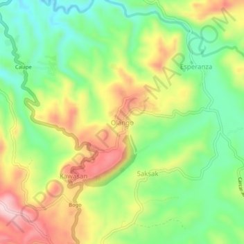 Olango地形图、海拔、地势