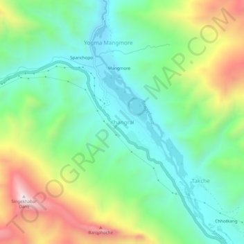 Khangral地形图、海拔、地势