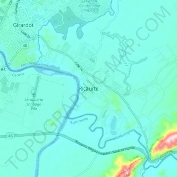 Ricaurte地形图、海拔、地势