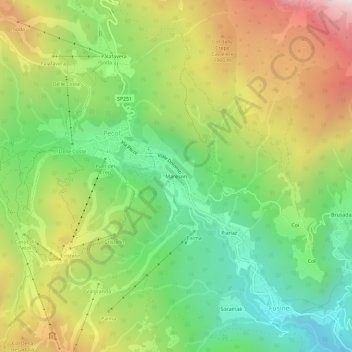 Mareson地形图、海拔、地势