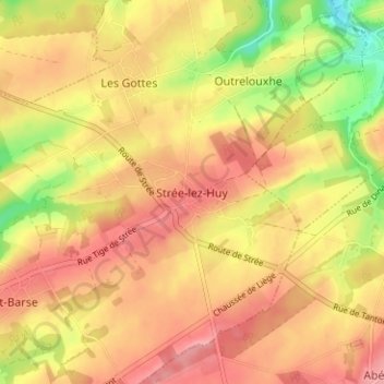 Strée-lez-Huy地形图、海拔、地势