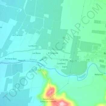 El Progreso地形图、海拔、地势