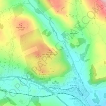 Black Crag地形图、海拔、地势