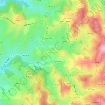 Plat Coupie地形图、海拔、地势
