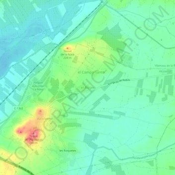 el Roser地形图、海拔、地势
