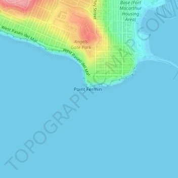 Point Fermin地形图、海拔、地势