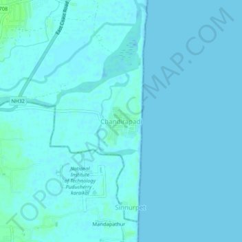 Chandirapadi地形图、海拔、地势