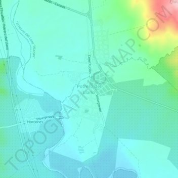 Potrero del Llano地形图、海拔、地势