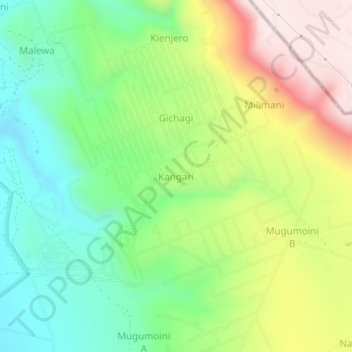 Kangari地形图、海拔、地势