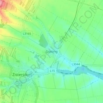 Gösting地形图、海拔、地势