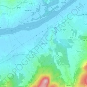 Subportela地形图、海拔、地势