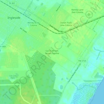 Garza-4th-6th Streets Colonia地形图、海拔、地势