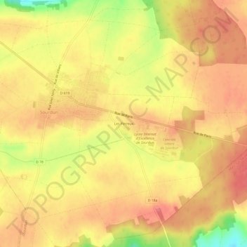 Les Perreux地形图、海拔、地势
