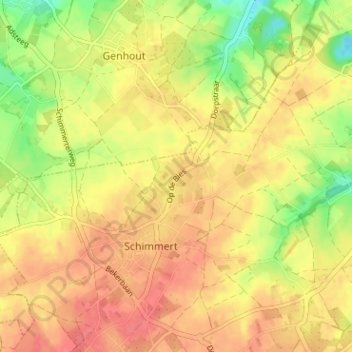 Op de Bies地形图、海拔、地势