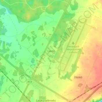 Lociki地形图、海拔、地势