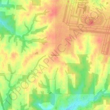 Hampton地形图、海拔、地势