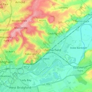 Carlton地形图、海拔、地势