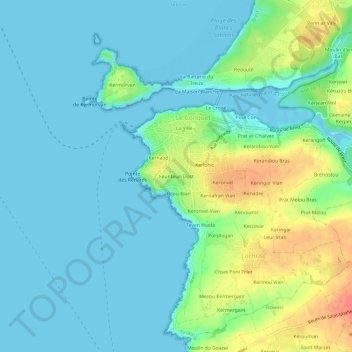 Feunteun Dost地形图、海拔、地势