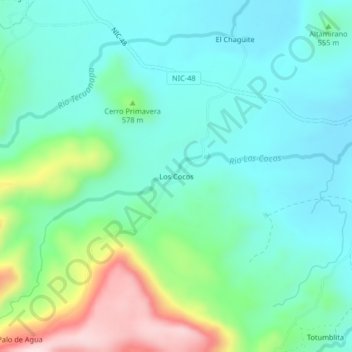 Los Cocos地形图、海拔、地势