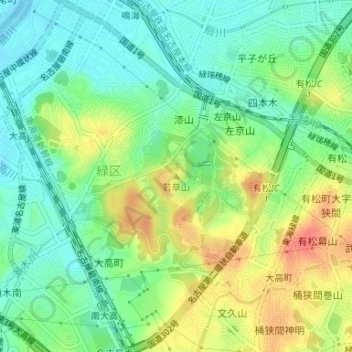 若草山地形图、海拔、地势