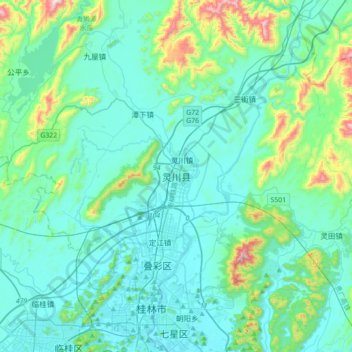 灵川县地形图、海拔、地势