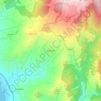 Brancialino地形图、海拔、地势