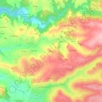 Tanuès地形图、海拔、地势