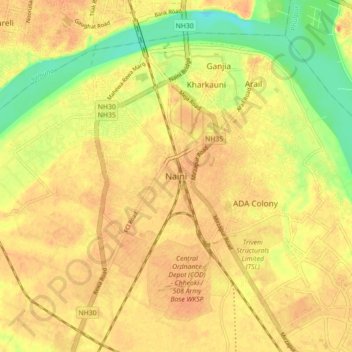 Naini地形图、海拔、地势